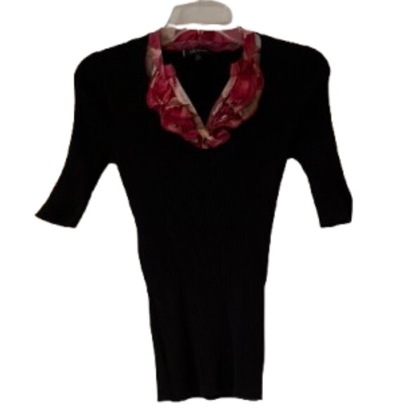 Anne Klein Stretch Sweater w/Flower Ruffle Detail - Medium - Picture 2 of 5
